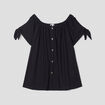 T-shirt col bardot manches noeuds noir femme grande taille