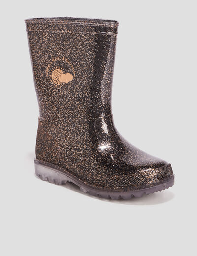 Bottes de pluie à paillettes noir fille