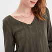 Pull ajouré manches longues vert kaki femme