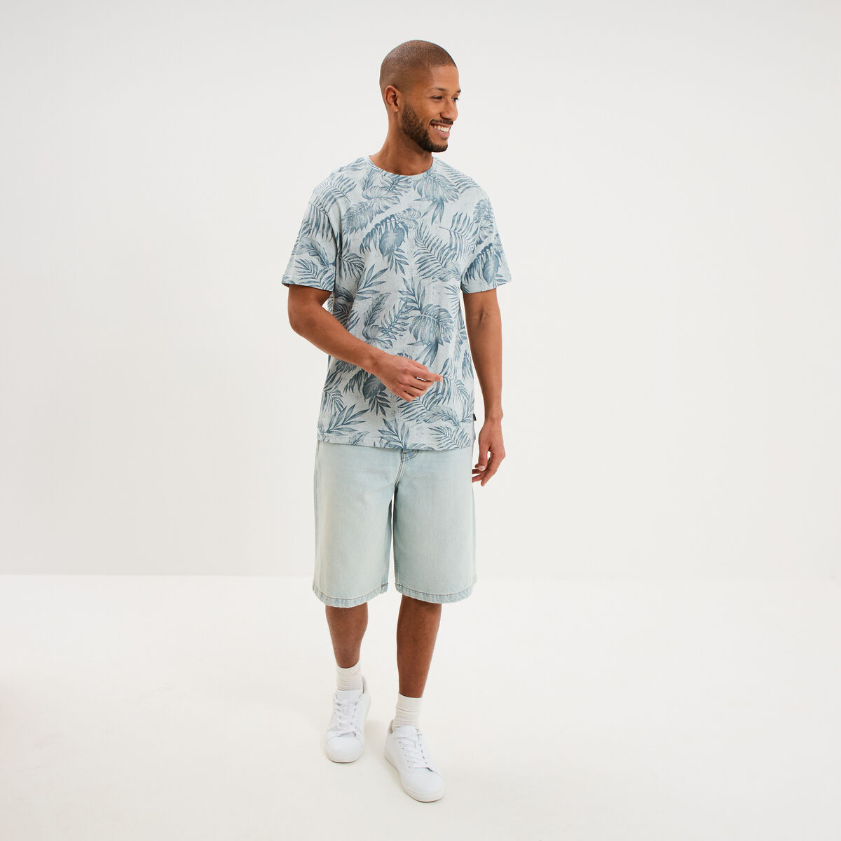 T-shirt manches courtes col rond gris homme