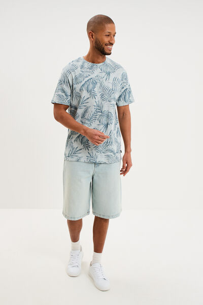 T-shirt manches courtes col rond gris homme