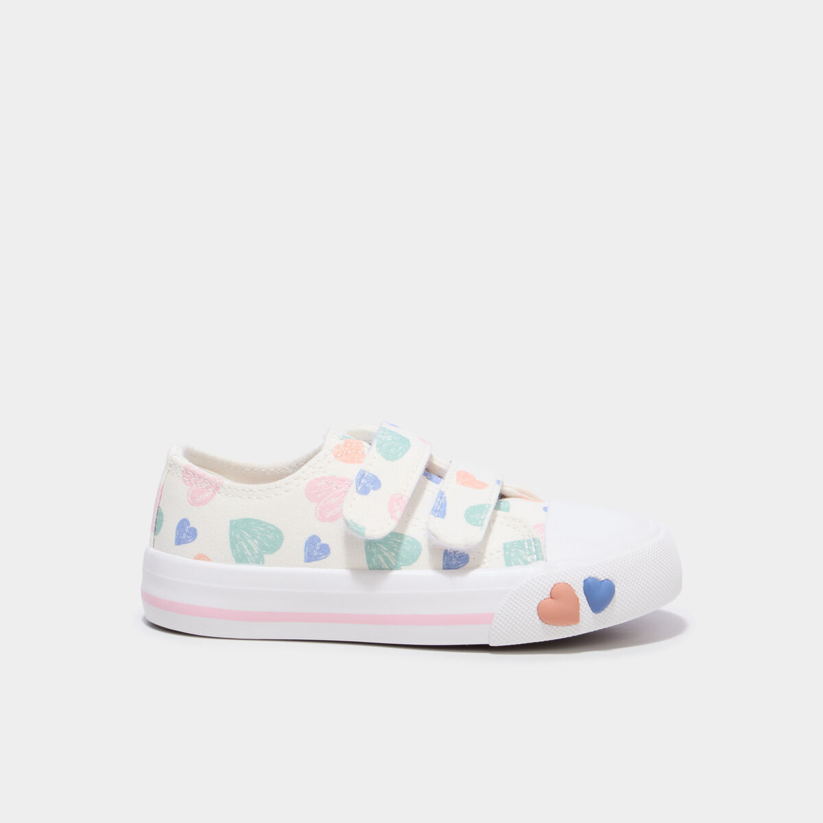 Tennis basses en toile bout renforc&eacute; multicolore fille