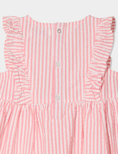 Robe sans manches à volants coton rose corail bébé fille