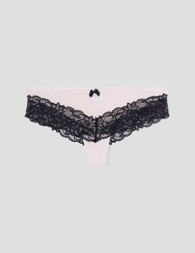 Shorty micro dentelle rose clair femme