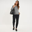 Gilet col rond manches longues gris femme