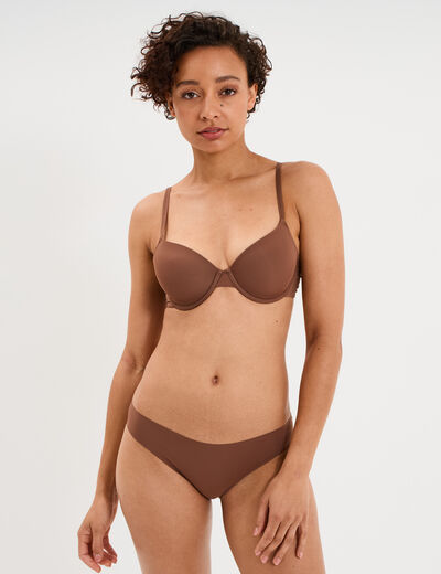 Soutien-gorge corbeille microfibre marron femme