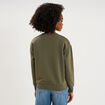 Sweat col rond manches longues vert kaki femme