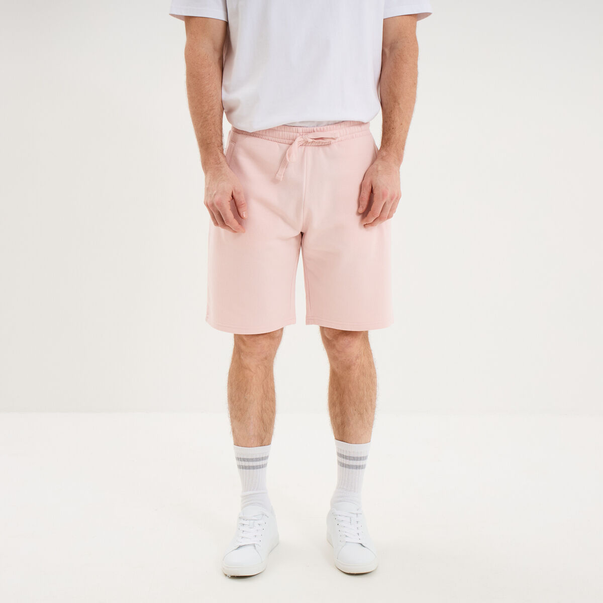 Short jogging molleton droit rose pastel homme