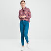 Chemise col lavallière manches longues bleu marine femme