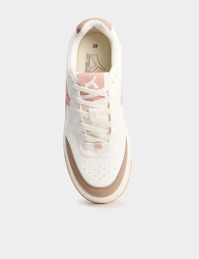 Tennis basses &agrave; lacets rose femme