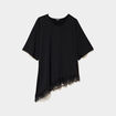 T-shirt asym&eacute;trique &agrave; dentelle noir femme