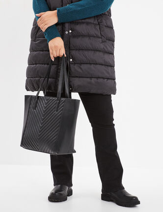 Sac cabas détail matelassé noir femme