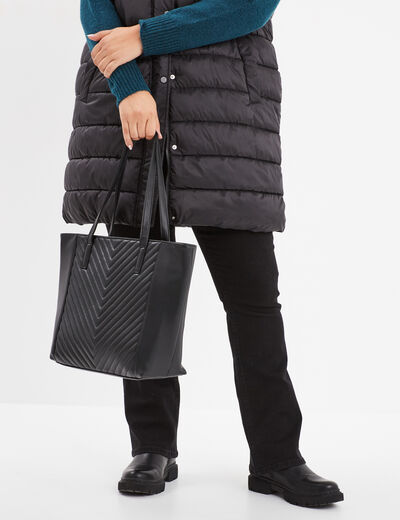 Sac cabas détail matelassé noir femme
