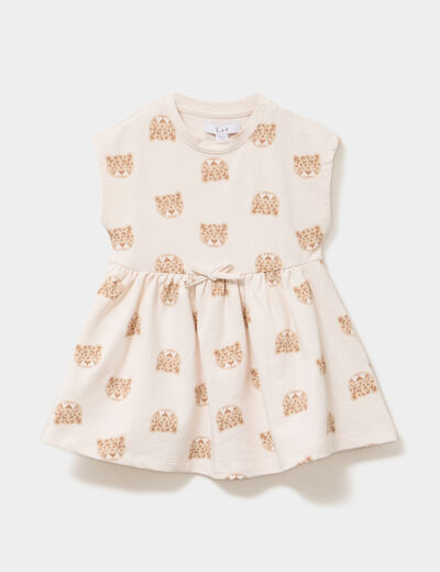 Robe patineuse manches courtes ecru b&eacute;b&eacute; fille