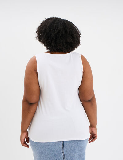 Débardeur ajusté sans manches coton blanc femme grande taille