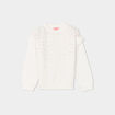 Sweat strass et volants manches longues ivoire fille