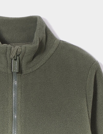 GIlet polaire zippé broderie fantaisie vert kaki bébé garçon