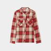 Chemise manches retroussables poches rouge femme