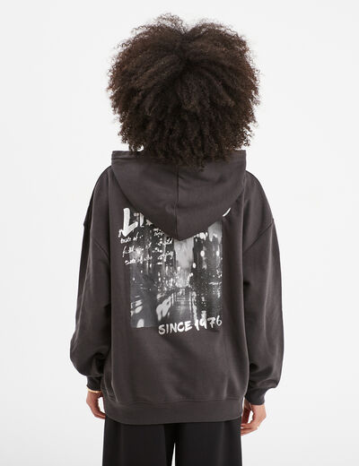 Sweat à capuche hoodie oversize Liberto noir femme