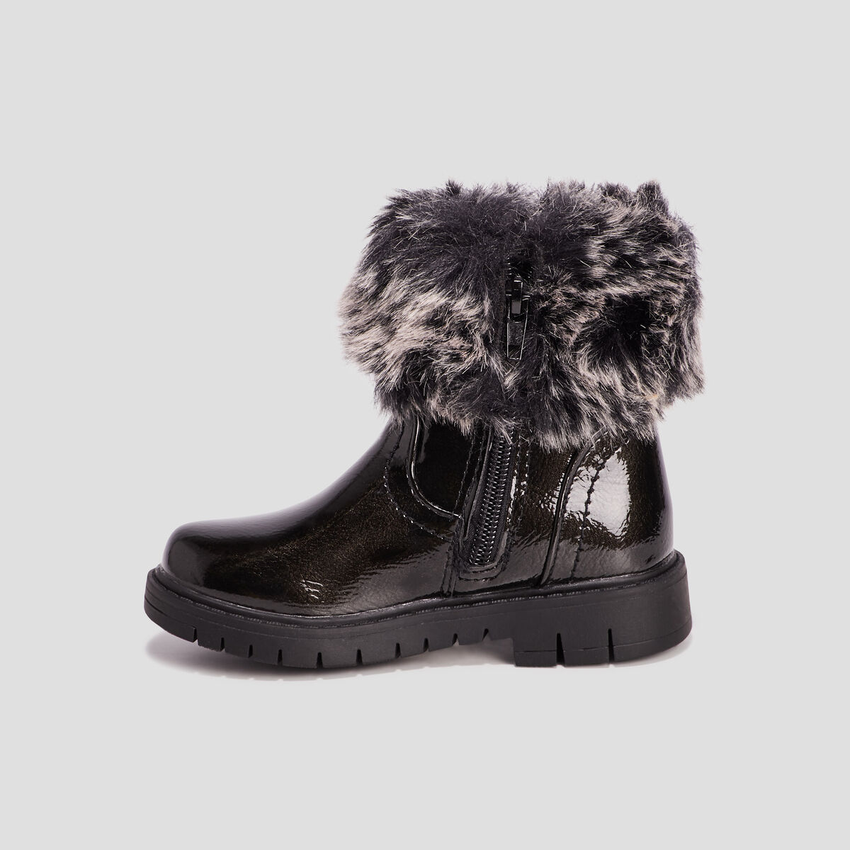 Bottines zippées vernies noir fille