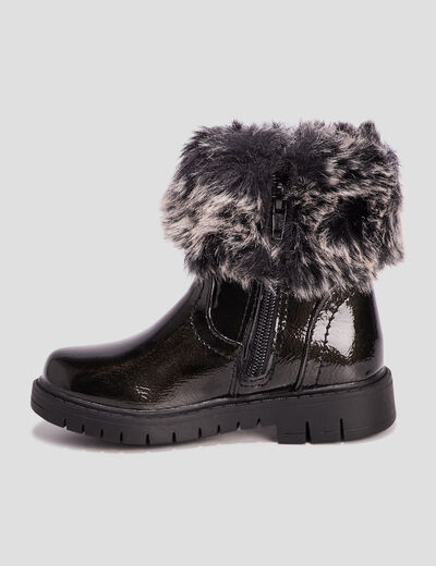 Bottines zippées vernies noir fille