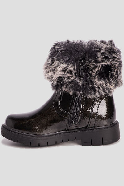Bottines zippées vernies noir fille