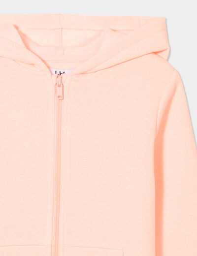 Sweat à capuche zippé orange fluo fille