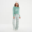 Ensemble pyjama effet polaire 3 pi&egrave;ces vert femme