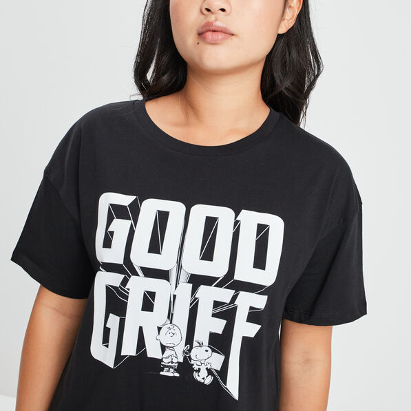 t shirt manches courtes snoopy noir femme T-shirt manches courtes Snoopy noir femme