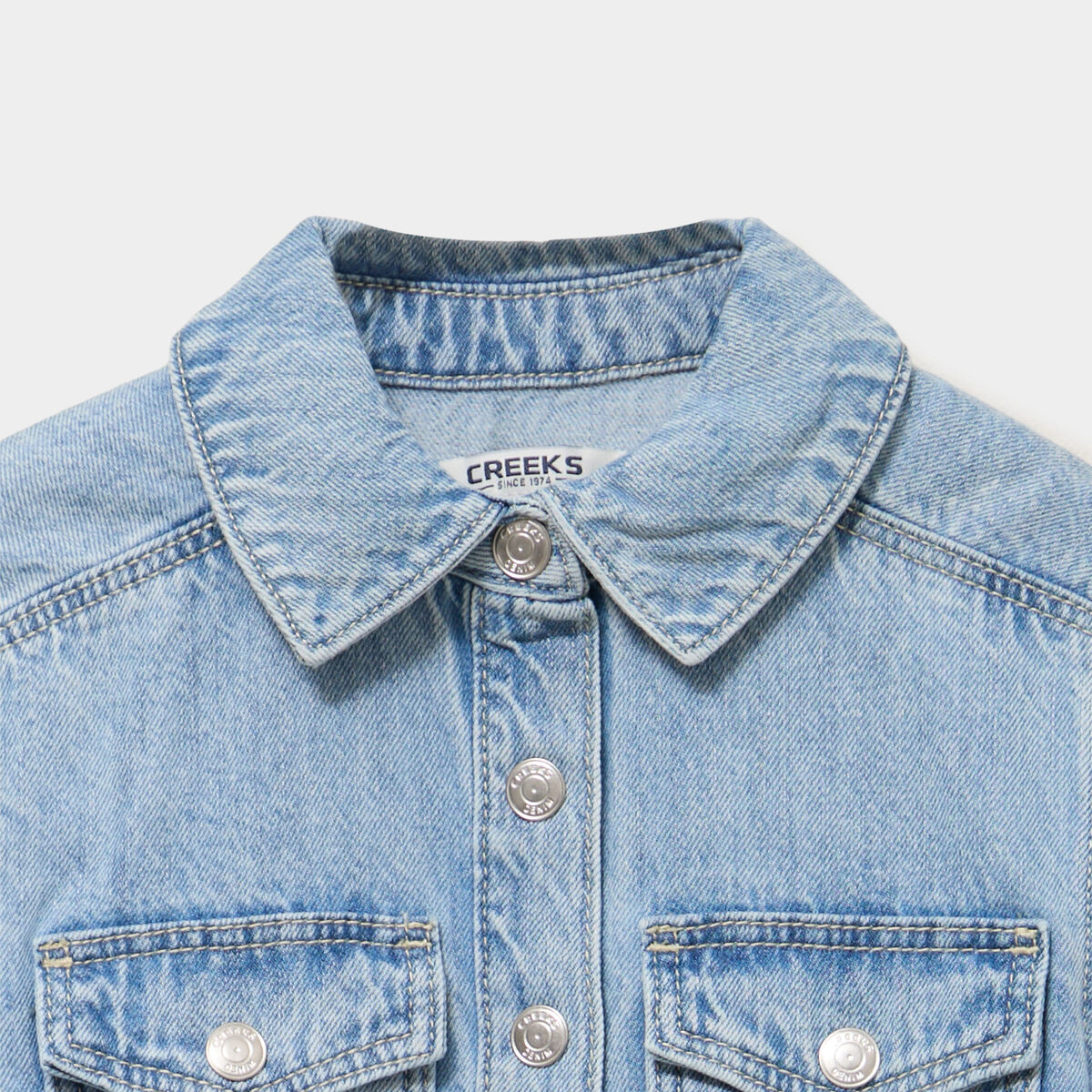 Robe chemise en jean courte coton denim double stone fille