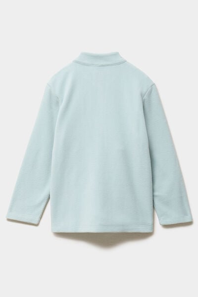 Gilet effet polaire zipp&eacute; col montant bleu gris fille