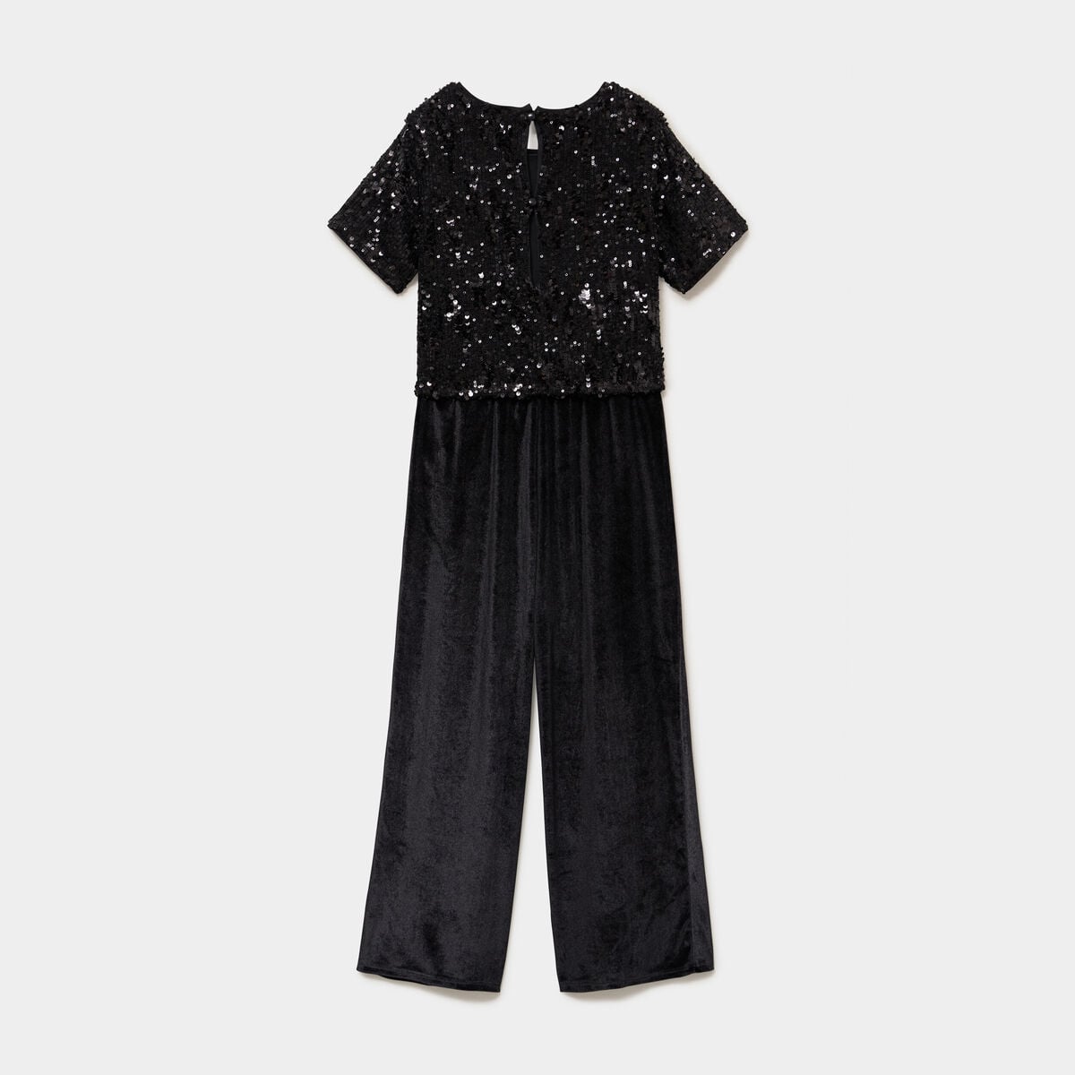 Combinaison pantalon &agrave; paillettes noir fille