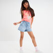 Short en jean brodé coton denim triple stone fille