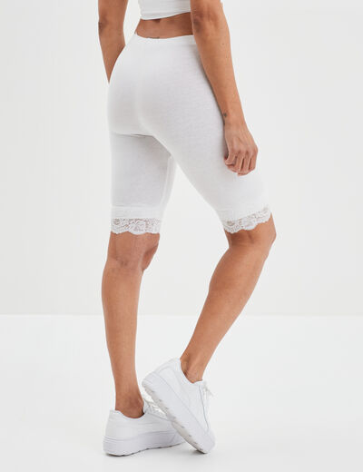 Legging corsaire à dentelle blanc femme