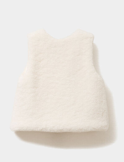 Gilet effet polaire sans manches ivoire b&eacute;b&eacute; fille