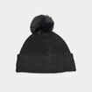 Bonnet &agrave; pompon noir femme