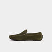 Mocassins en cuir vert kaki homme