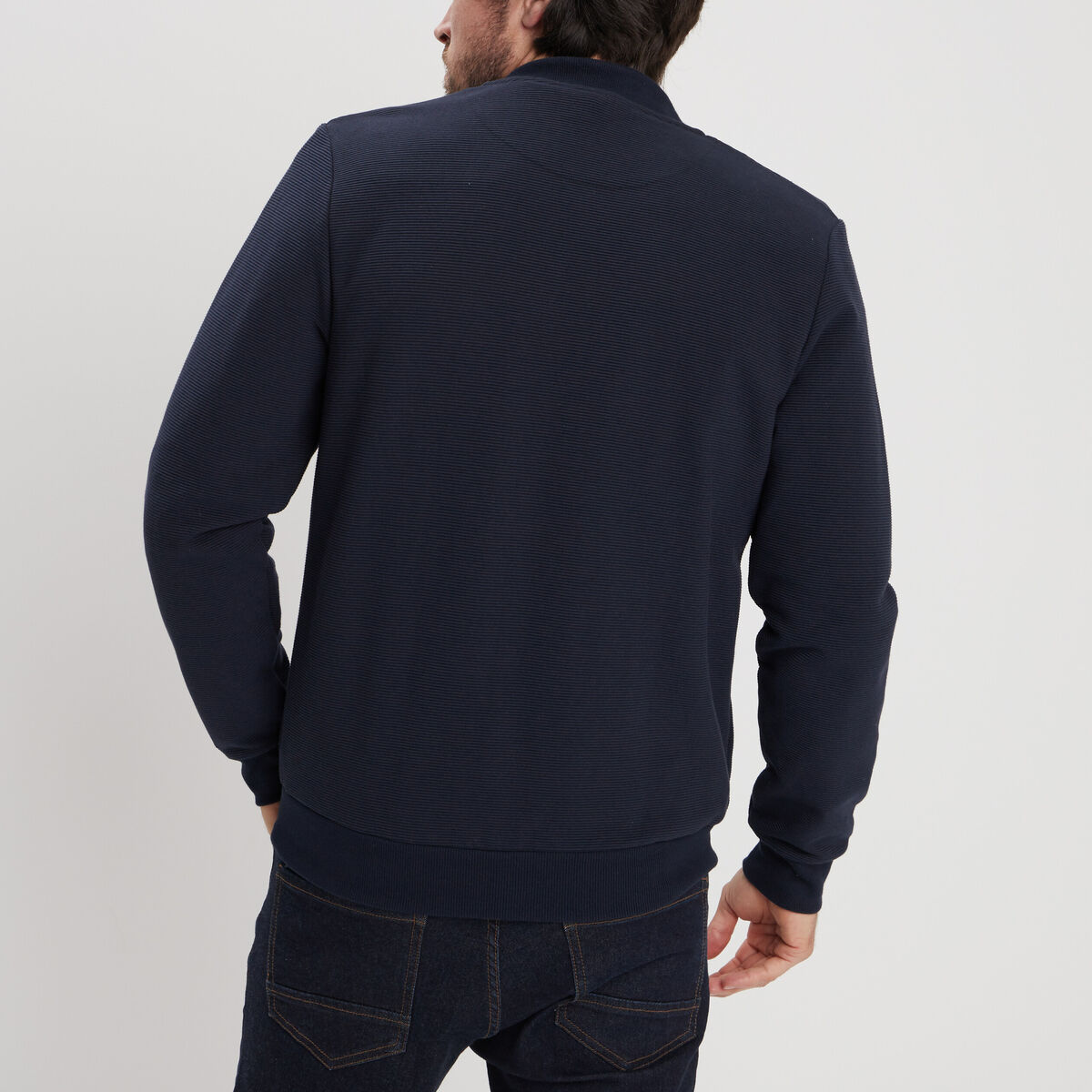 Gilet manches longues zippé bleu marine homme