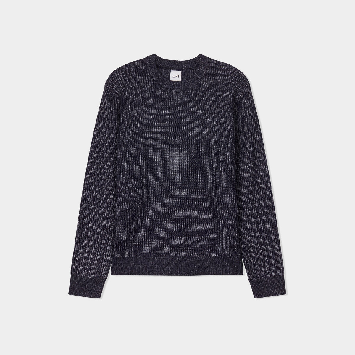 Pull col rond à manches longues bleu foncé homme