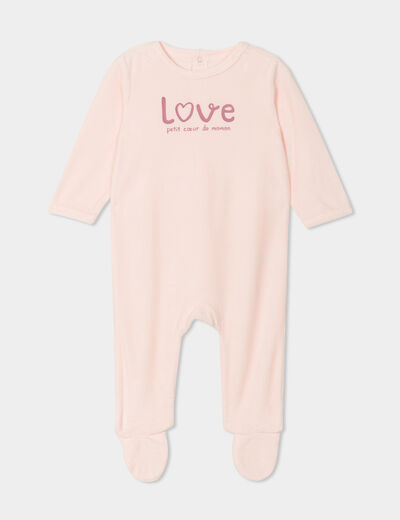 Dors-bien manches longues boutonné rose clair bébé fille