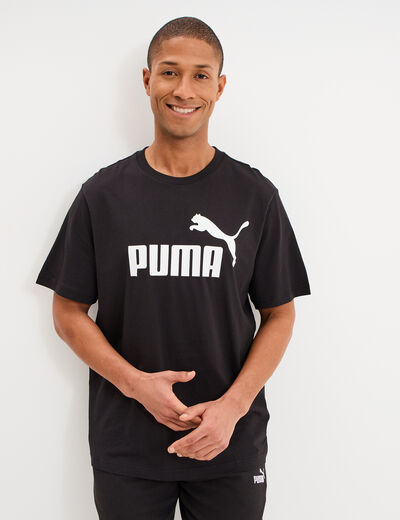 T-shirt droit manches courtes coton Puma noir homme