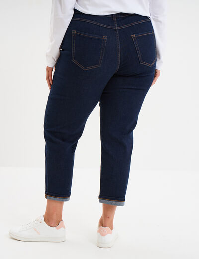 Jeans mom cropped taille haute denim brut femme grande taille