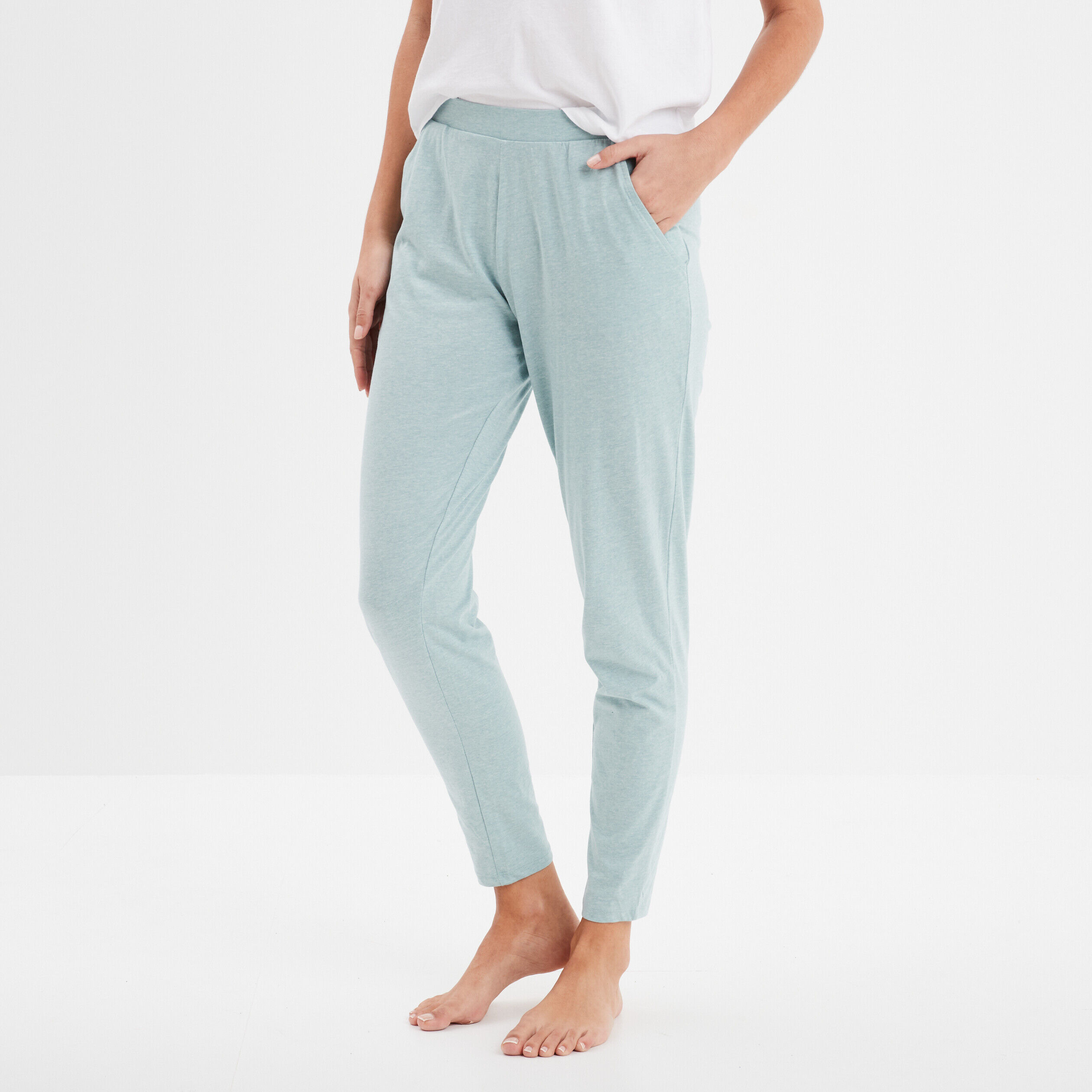 Pantalon de pyjama ajusté vert canard femme LH