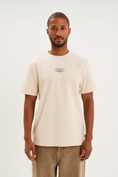 T-shirt droit manches courtes coton ecru homme
