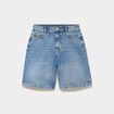 Bermuda short droit en jean coton denim double stone femme