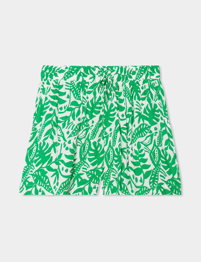 Short fluide taille élastiquée vert femme