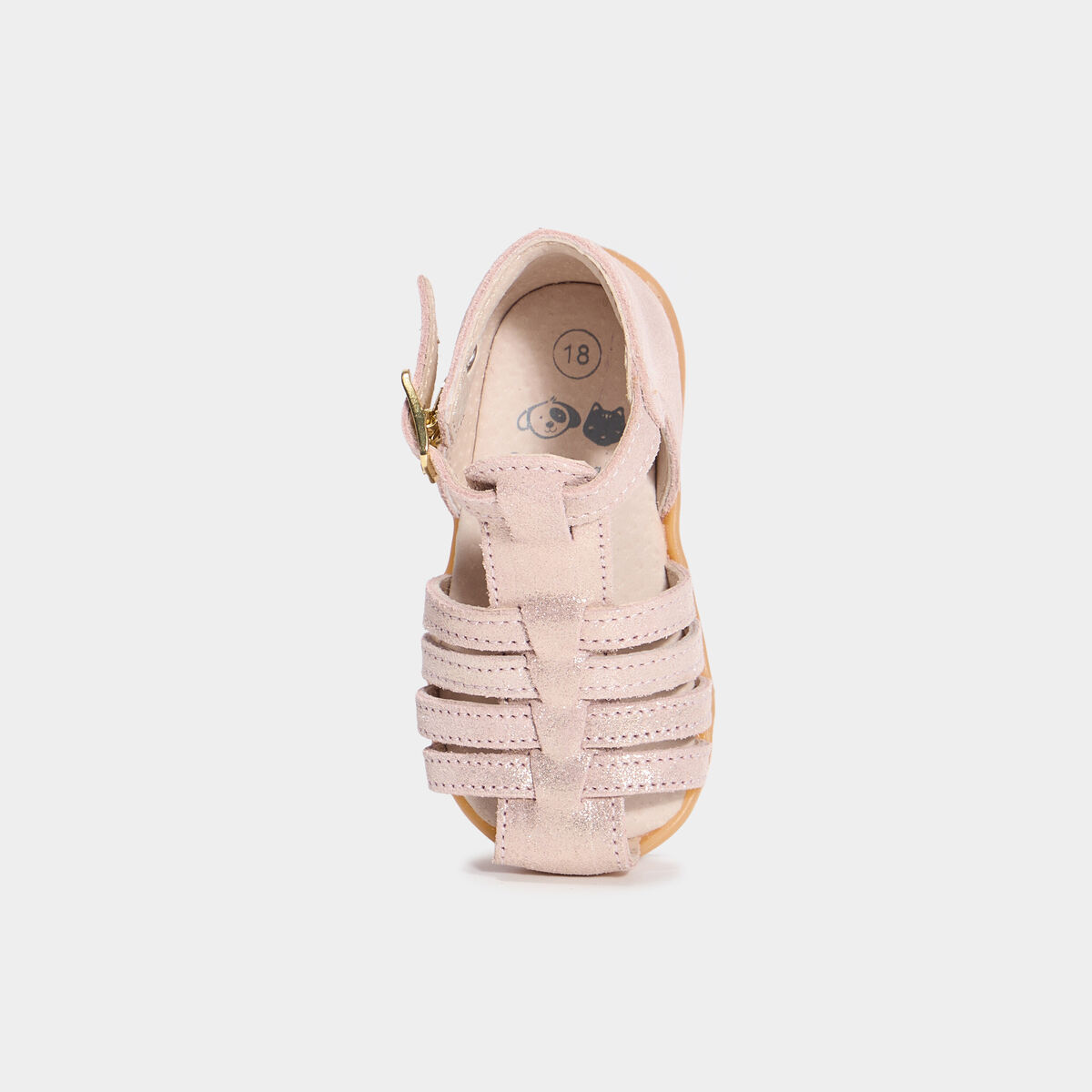 Sandales c&eacute;r&eacute;monie cuir semelle souple rose b&eacute;b&eacute; fille