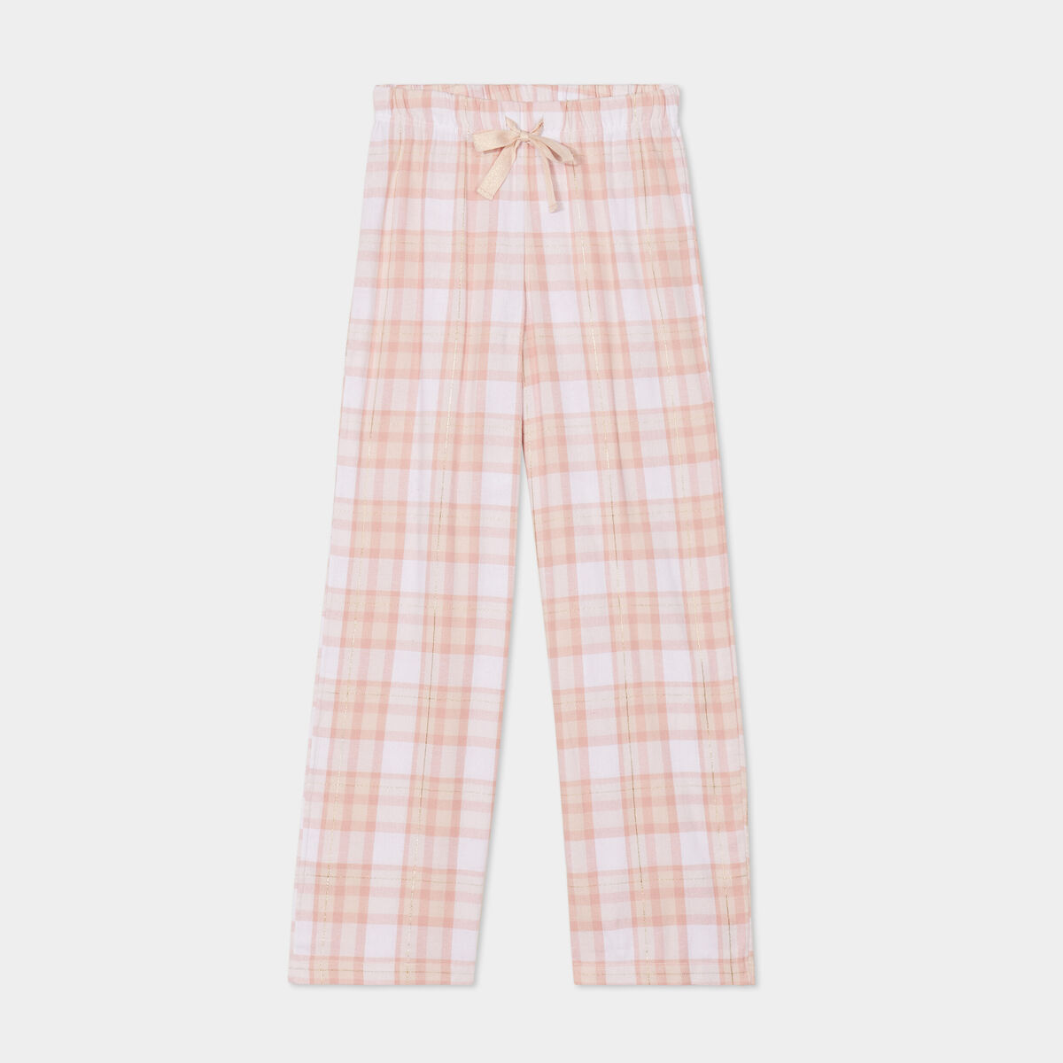 Pantalon de pyjama en coton ajusable ecru femme