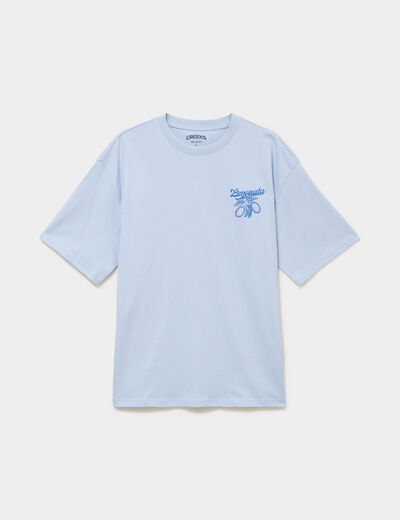 T-shirt coton &eacute;pais manches courtes bleu clair homme