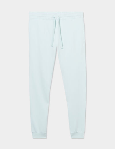 Pantalon jogging droit molleton vert pastel homme